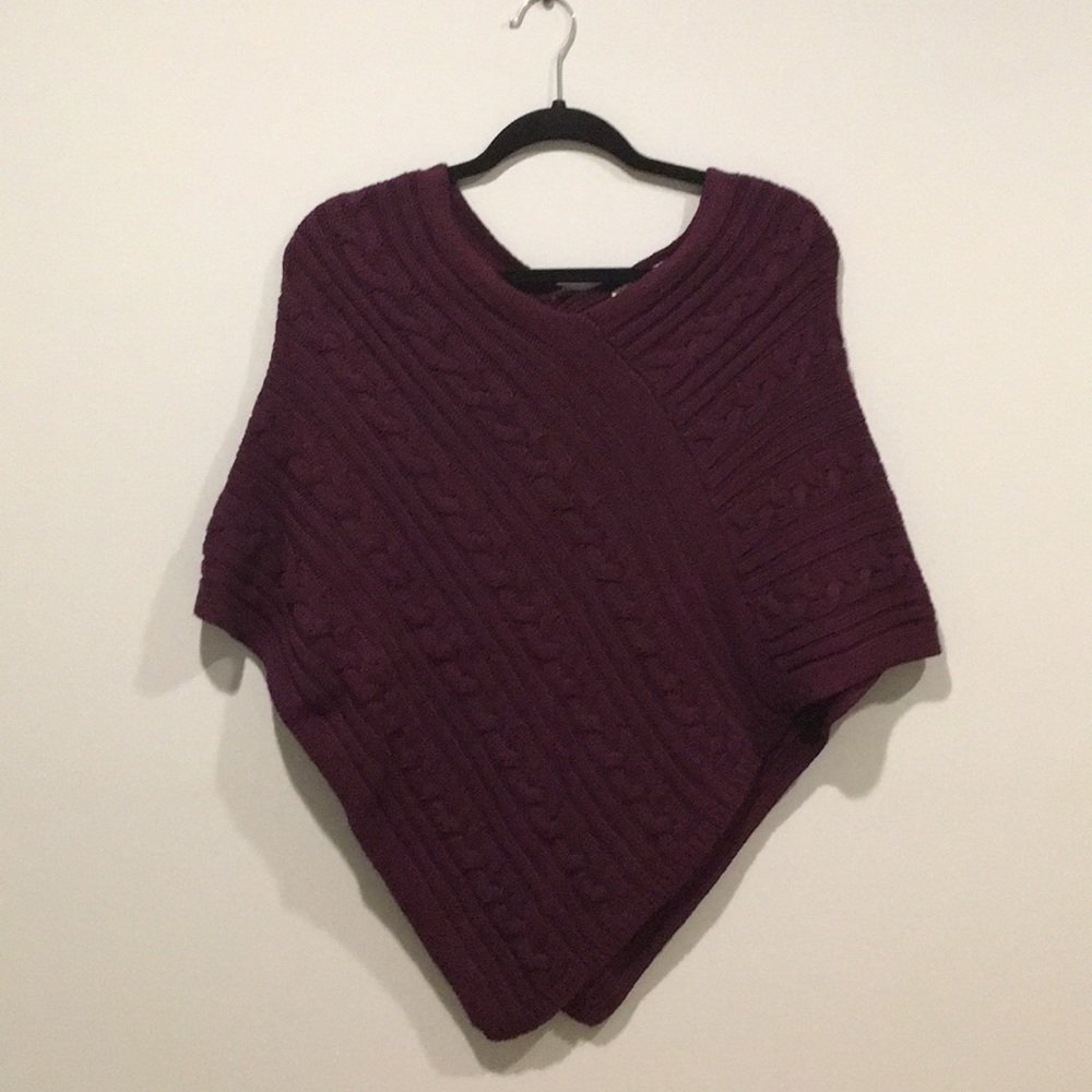 NWT LOFT burgundy poncho sweater